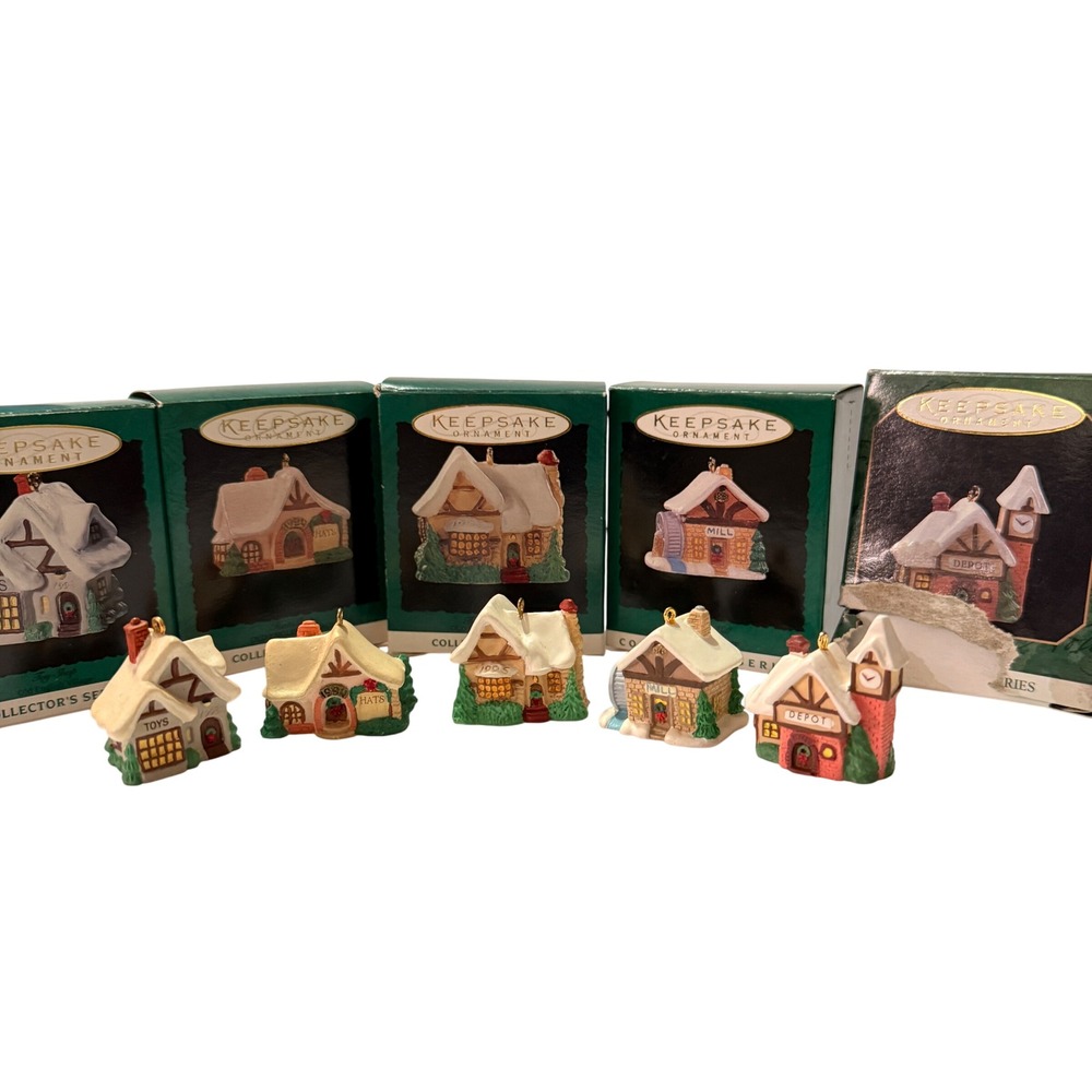 Hallmark Keepsake Old English Village Miniature Ornaments 1993-1997 Set of 5